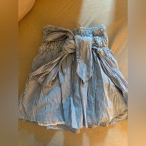LOFT Blue and White Striped A-Line Skirt